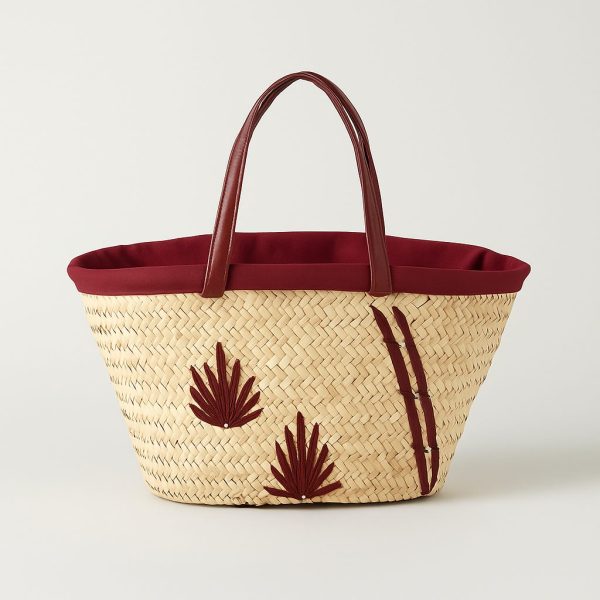 Moroccan Handwoven Straw Tote with Leather Patch and Handles