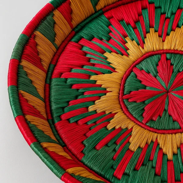 Handwoven Moroccan Palm Fiber Wall Basket - Image 2