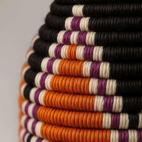 Handwoven Berber Wool Basket – Moroccan Artisanal Storage Décor from Tamghart close up