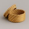 Handwoven Moroccan Palm Leaf Basket with Lid – Artisan Crafted in Tamghart