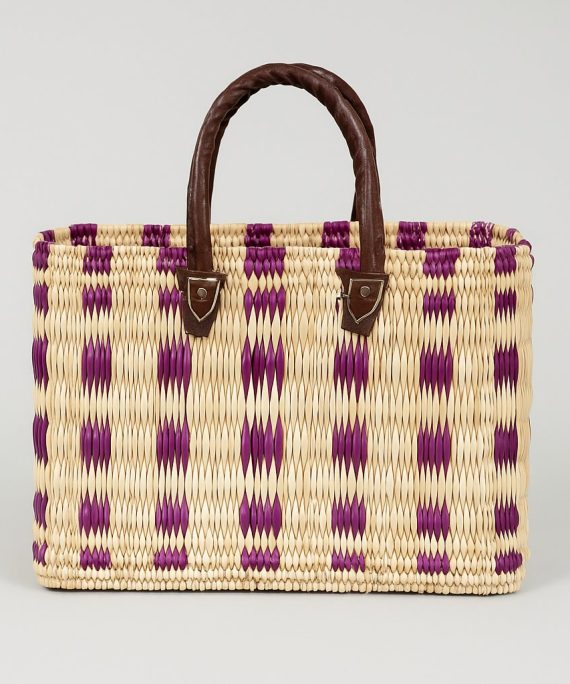 Handwoven Moroccan Palm and Leather Basket Bag – Artisanal Tamghart Handbag, Berber Market Style