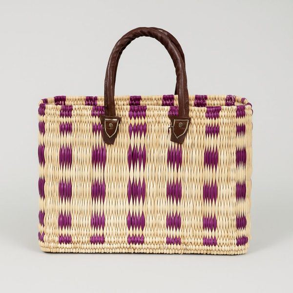 Handwoven Moroccan Palm and Leather Basket Bag – Artisanal Tamghart Handbag, Berber Market Style