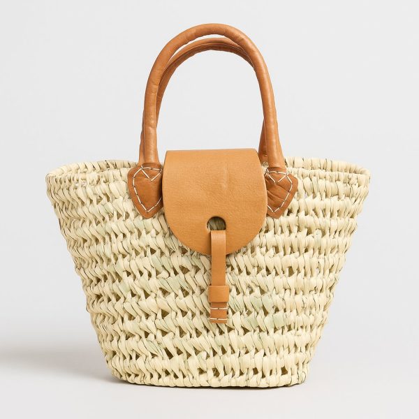 Handwoven Moroccan Palm and Leather Tote Bag – Artisanal Berber Handbag from Tamghart, Eco-Friendly Market Basket