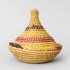 Handwoven Moroccan Palm Leaf Storage Basket with Lid – Artisanal Berber Basket from Tamghart, Authentic Hand-Coiled Decor